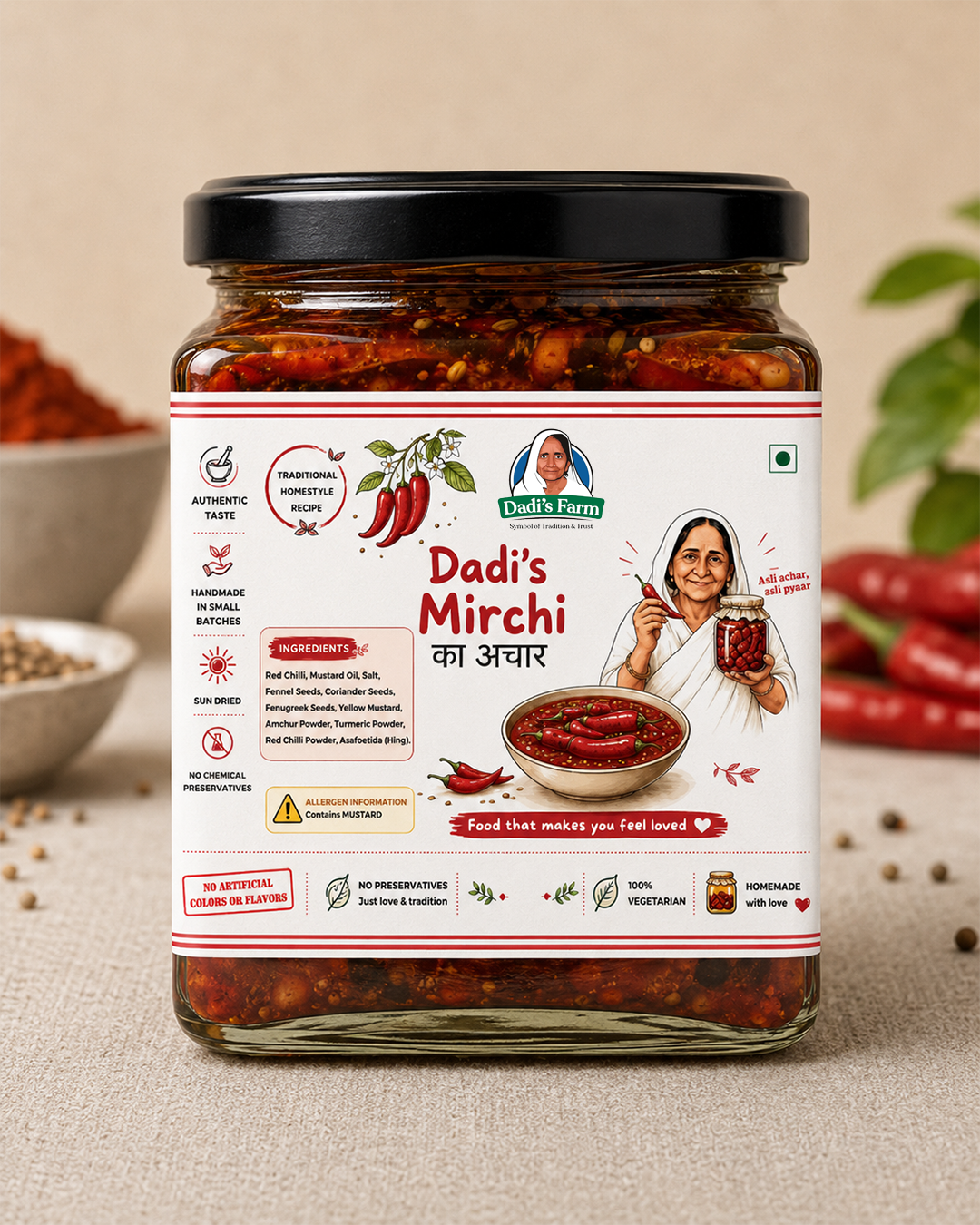 🌶️  Dadi's Farm Traditional Red Chilli Pickle | Homemade Mirchi Ka Achar | Authentic Indian Pickle My Store
